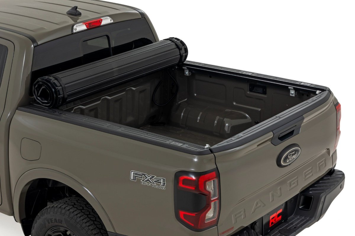 Ford Ranger Hard Roll Up Bed Cover - Rough Country - Low-Profile - Matte Black - '24-'25